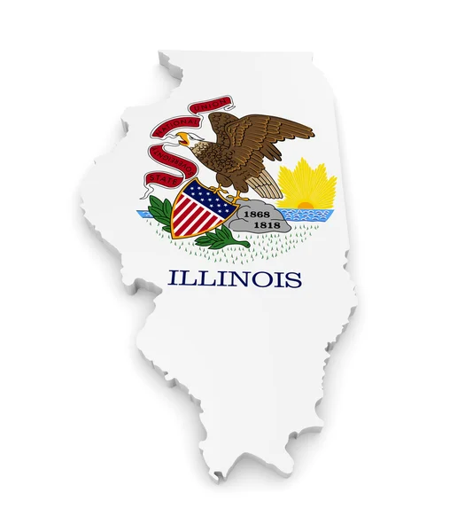 Geografische grens kaart en vlag van Illinois, de Prairie staat — Stockfoto