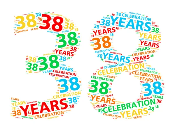 Colorful word cloud for celebrating a 38 year birthday or anniversary — Stock Photo, Image