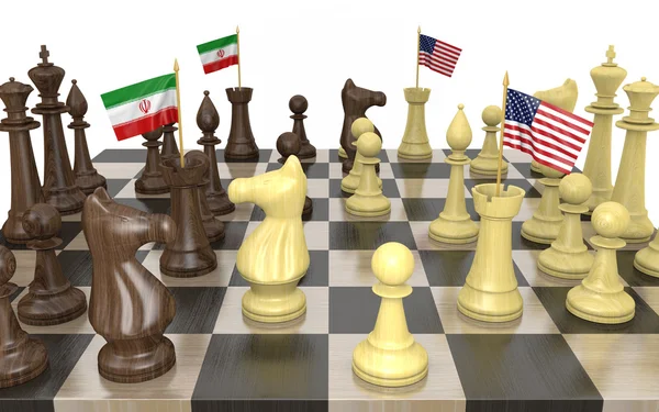 イランとアメリカ合衆国の外交戦略と権力闘争 — ストック写真