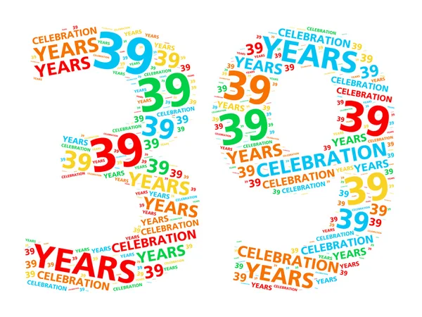 Colorful word cloud for celebrating a 39 year birthday or anniversary — Stock Photo, Image