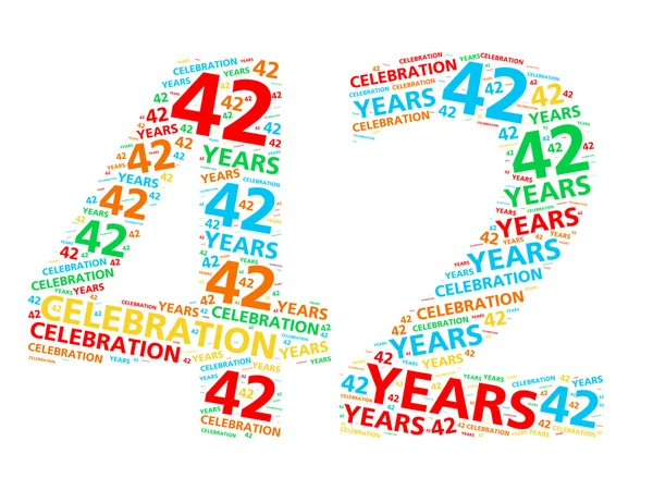 Colorful word cloud for celebrating a 42 year birthday or anniversary — Stock Photo, Image