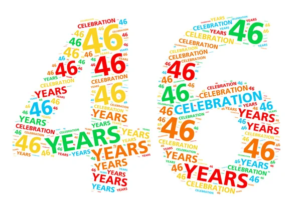 Colorful word cloud for celebrating a 46 year birthday or anniversary — Stock Photo, Image