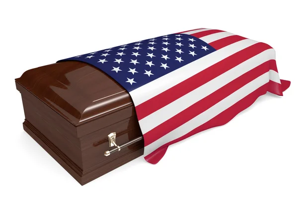 Coffin cubierto con la bandera nacional de los Estados Unidos — Foto de Stock