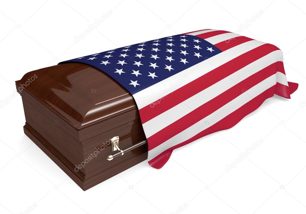 Coffin cubierto con la bandera nacional de los Estados Unidos 2024