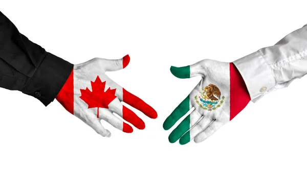 Líderes de Canadá y México dan la mano a un acuerdo —  Fotos de Stock