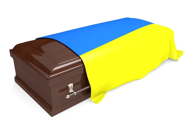 Coffin covered with the national flag of Ukraine — Stock Photo, Image