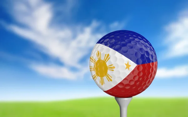 Golfový míček s Filipíny barvy na tričko — Stock fotografie