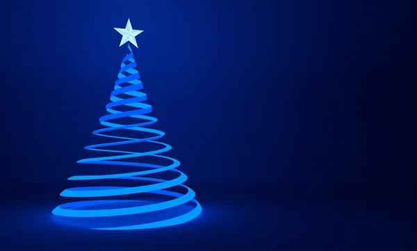 Στυλιζαρισμένη μπλε κορδέλα χριστουγεννιάτικο δέντρο φόντο σχεδιασμό — Φωτογραφία Αρχείου