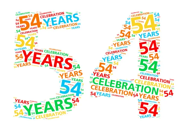 Colorful word cloud for celebrating a 54 year birthday or anniversary — Stock Photo, Image