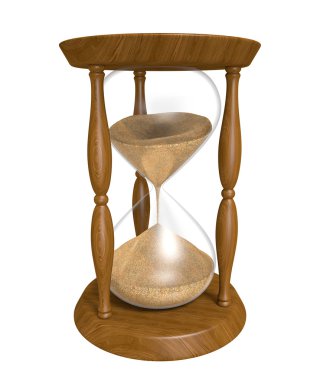 3D wood hourglass isolated over a white background clipart