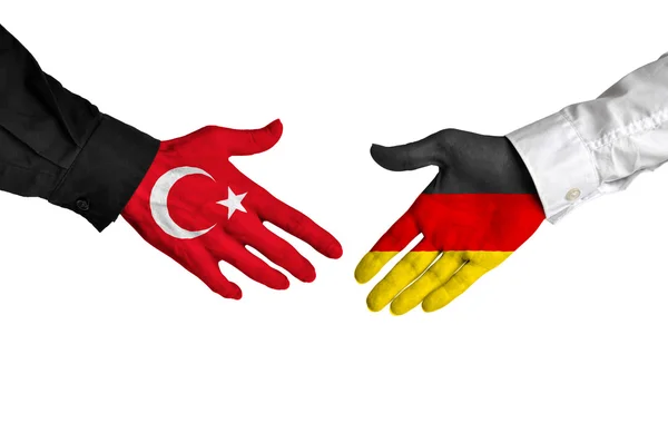 Τουρκία και Γερμανία ηγέτες χειραψία για μια συμφωνία συμφωνία — Φωτογραφία Αρχείου