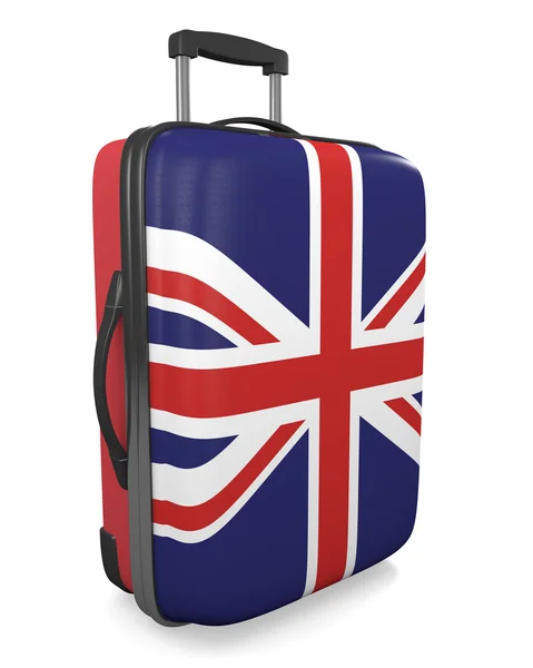 Velká Británie Dovolená určení pojmu vlajku namaloval cestovní kufr — Stock fotografie