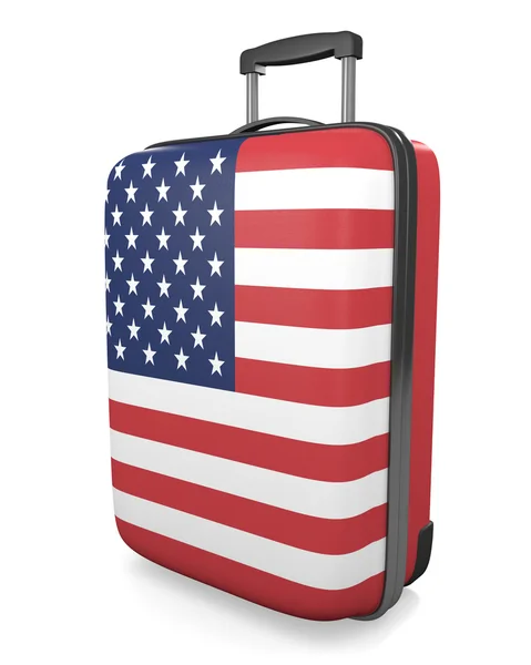 États-Unis concept de destination de vacances d'un drapeau peint valise de voyage — Photo