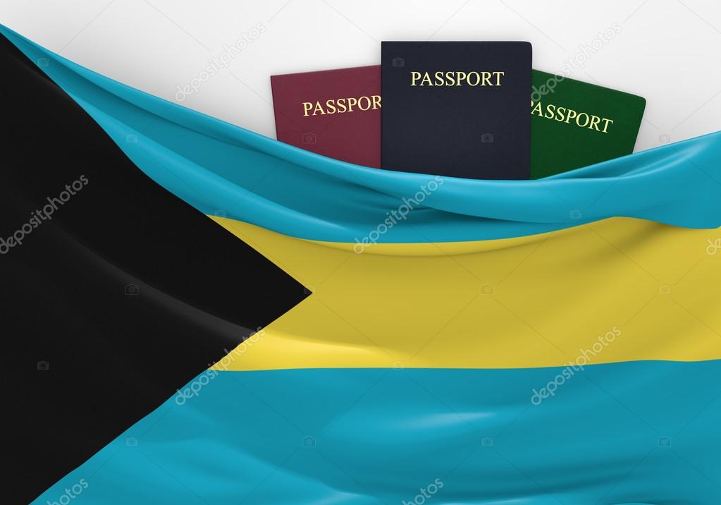 Travel and tourism in The Bahamas, with assorted passports