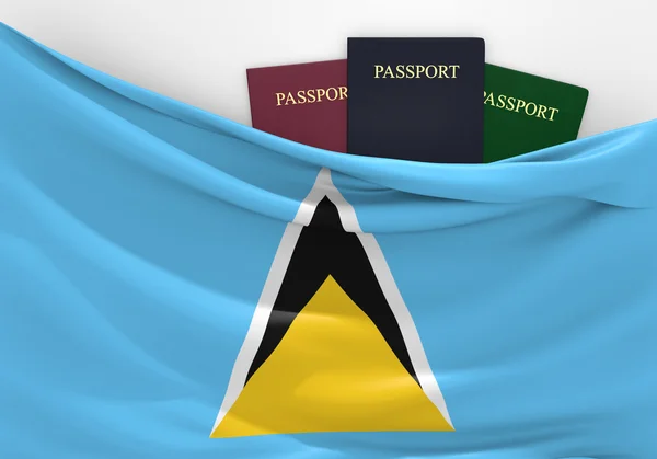 Seyahat ve çeşitli pasaport ile Saint Lucia, turizm — Stok fotoğraf