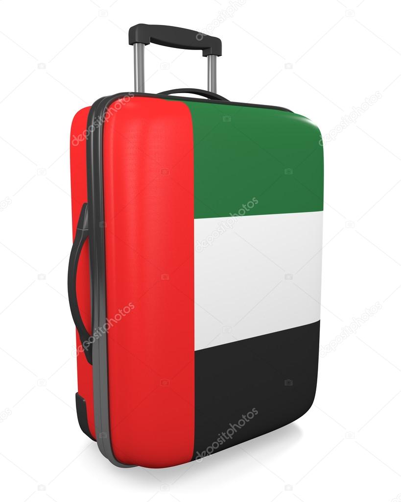 United Arab Emirates vacation destination concept of a flag painted travel suitcase