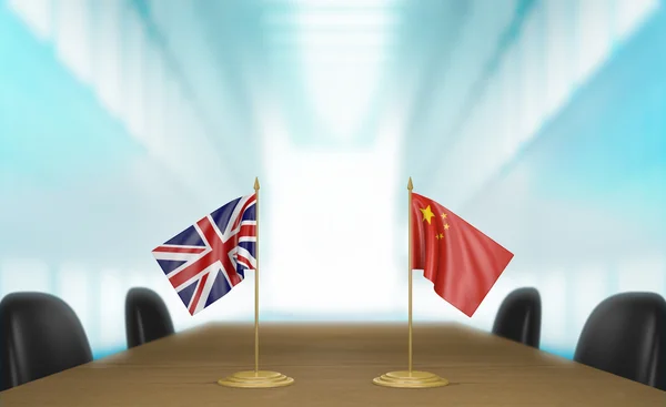 Велика Британія та Китай зв'язків та торгівлі справу переговори 3d-рендерінг — стокове фото