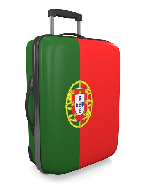 Portugal vakantie bestemming concept van een vlag geschilderd reizen koffer — Stockfoto