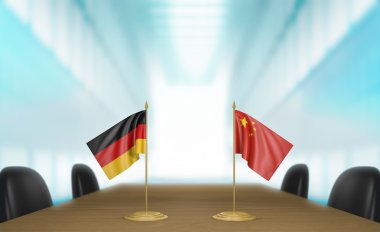 Almanya ve Çin ilişkileri ve ticaret görüşmeleri 3d render başa çıkmak