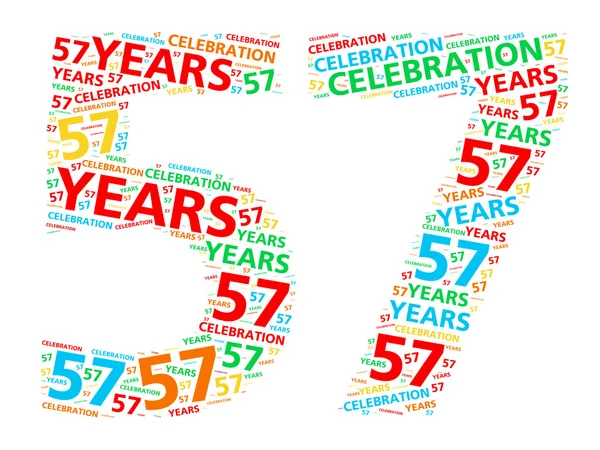 Colorful word cloud for celebrating a 57 year birthday or anniversary — Stock Photo, Image