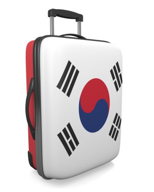 Güney Kore tatil hedef kavramı bayrak boyalı seyahat bavul