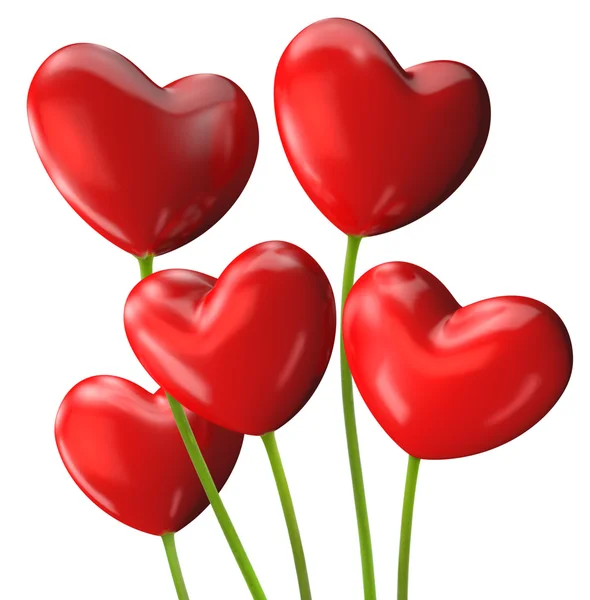 Куча красных цветов в форме сердца на День Святого Валентина — стоковое фото