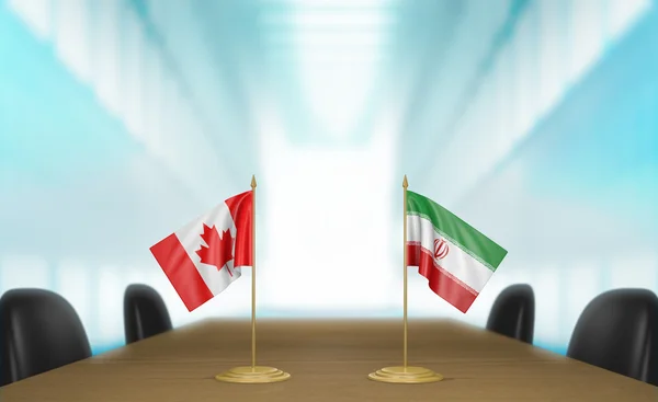 Canada and Iran relations and trade deal talks 3D rendering