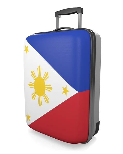 Filipíny dovolená určení pojmu vlajku namaloval cestovní kufr — Stock fotografie