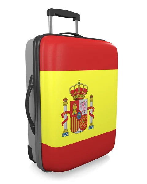 España concepto de destino vacacional de una maleta de viaje pintada con bandera — Foto de Stock