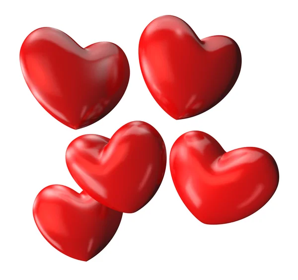 Куча красных 3D сердец на День Святого Валентина — стоковое фото