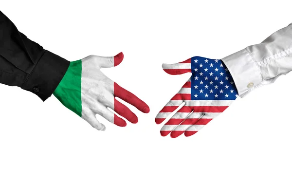 Włoszech i Stanach Zjednoczonych przywódcy drżenie rąk na ofertę umowy — Zdjęcie stockowe