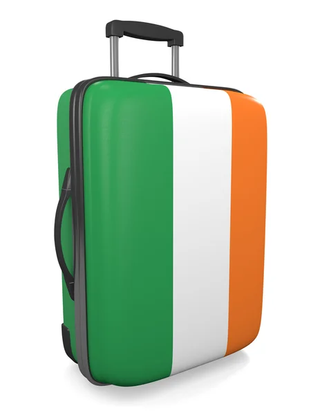 Pojęcie przeznaczenia wakacje Irlandia walizkę pomalowana podróży flaga — Zdjęcie stockowe