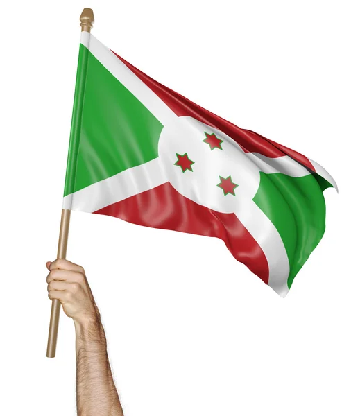 Hand trots wuiven de nationale vlag van Burundi — Stockfoto