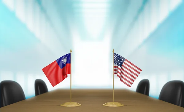 Taiwan and United States relations and trade deal talks 3D rendering — Stock Photo, Image