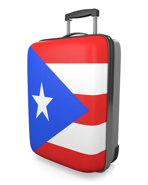 깃발의 푸에르토리코 휴가 대상 개념 그린 여행 가방 — 스톡 사진