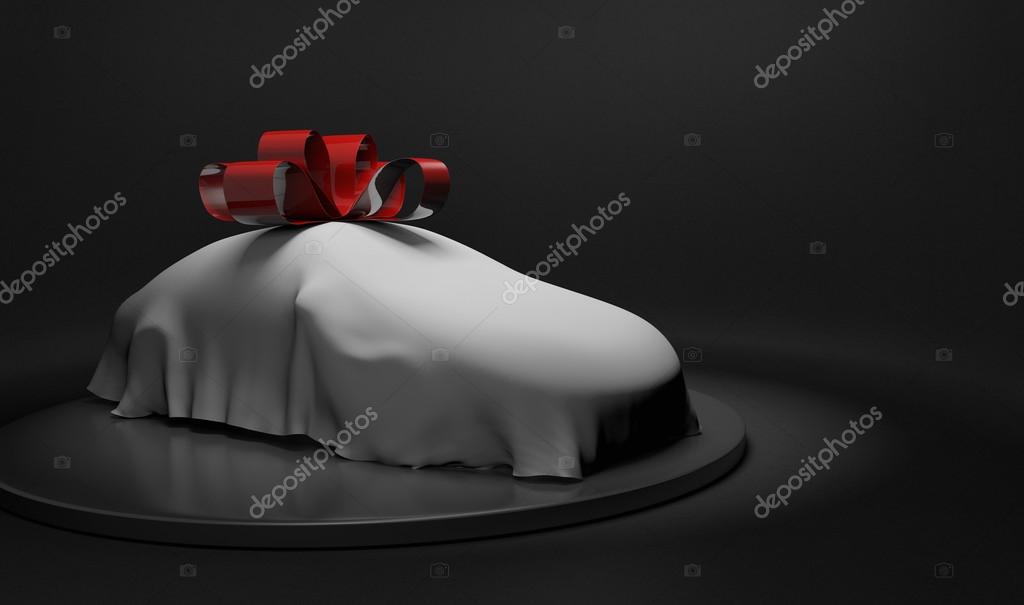 3D car wrapped under a sheet and big red bow Stock Photo by ©Kagenmi  99602846