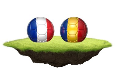 Euro 2016 Futbol Şampiyonası turnuvası için Fransa ve Romanya 3d takım top
