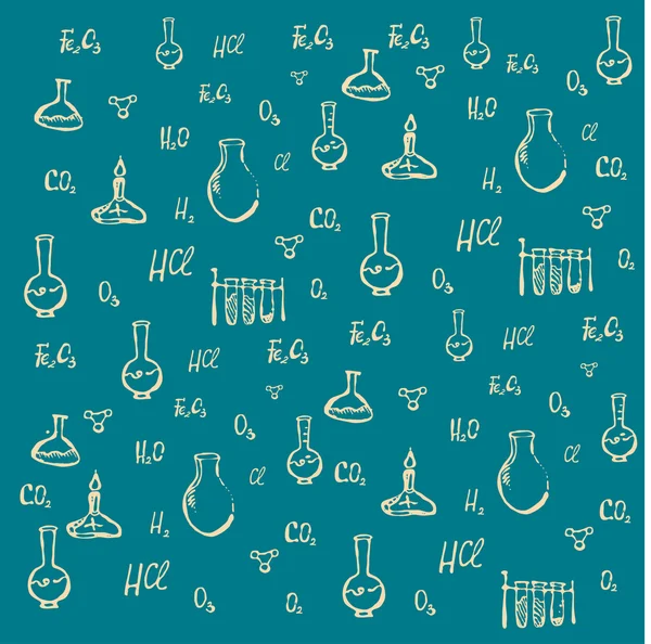 Hand getrokken chemische achtergrond vector — Stockvector