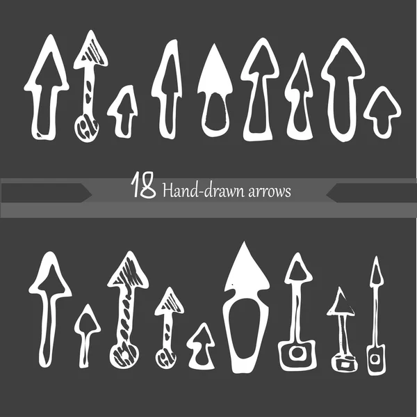 Vector set of hand drawn arrows — Stock Vector