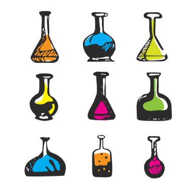 Elle çizilmiş kimyasal test tüpü