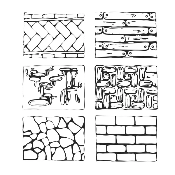 Pavimentos y bloques dibujados a mano . — Archivo Imágenes Vectoriales