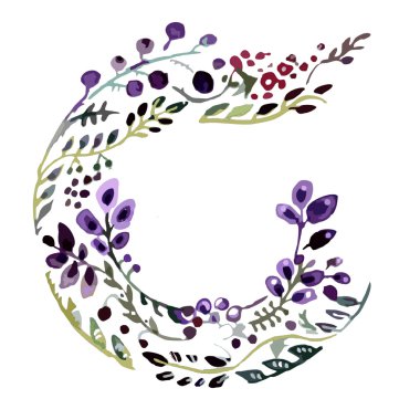 Watercolr Alfabe harf c. çerçeve çiçek