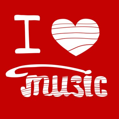 Müziği çok seviyorum. Çizilmiş vektör çizim