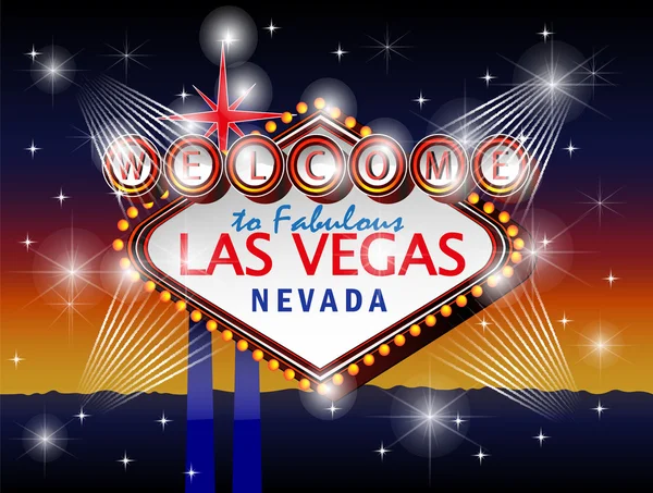 Bienvenue au fabuleux panneau Las Vegas Nevada en backgroun or bleu — Image vectorielle