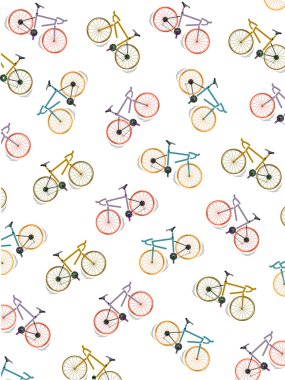 Desen renkli bisiklet, beyaz arka plan, vektör