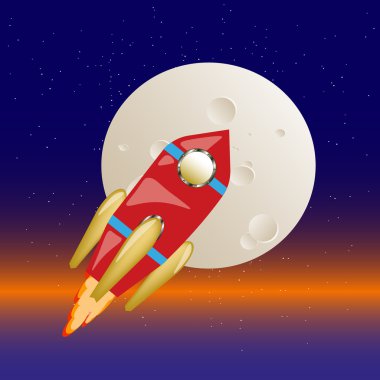 Ayın arka plan uzayda uçan roket