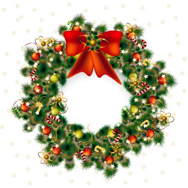 Noel çelenk, beyaz arka plan, Noel deko vektör