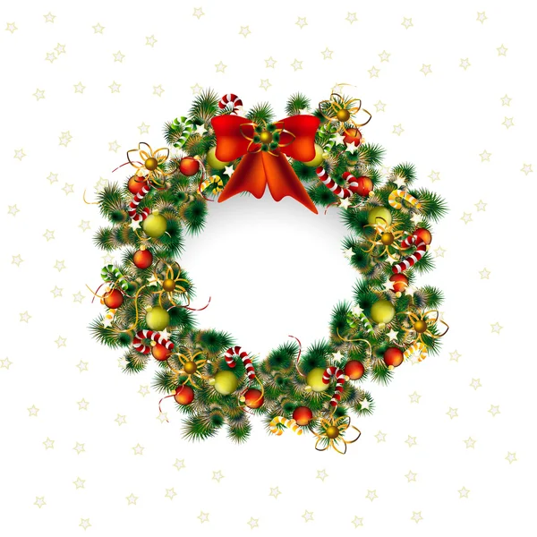 Grinalda de Natal, árvore de natal deko em fundo branco, vetor — Vetor de Stock