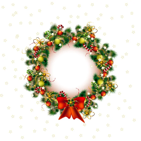 Grinalda de Natal, árvore de natal deko em fundo branco, vetor — Vetor de Stock
