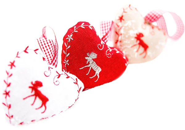 Hearts,Snow, Red,Christmas — Stock Photo, Image